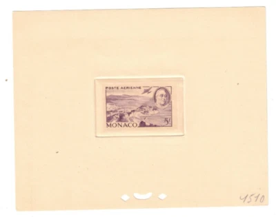 Sello de Roosevelt 1946 Mónaco FDR prueba de color Scott C14 5 fr púrpura Foto 1 de 2