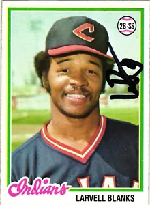 Tarjeta autografiada de Larvell Blanks 1978 Topps béisbol MLB #61 indios - Imagen 1 de 2