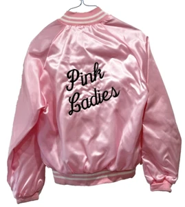 Vintage Pink Ladies Grease Rizzo Satin Bomber Jacket by Auburn Sportswear, SZ M - Picture 1 of 9