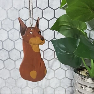 Vintage Doberman Pincher 2009 Handmade Christmas Tree Ornament Brown SIGNED - Picture 1 of 9