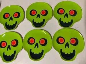 ๐ป Hyde & Eek Melamine 9โ Plates Skeleton Skull Halloween Lot Of 6 Green Salad - Picture 1 of 6