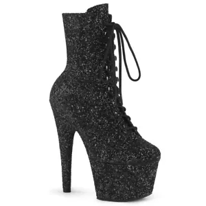 STIVALETTO 7" NERO GLITTER COPERTO - AVVOLTO PF-ZIPPER Tg 5 7 8 10 11 12 - Foto 1 di 1