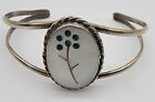 Vintage Native American bracelet sterling silver Pearl Shell.