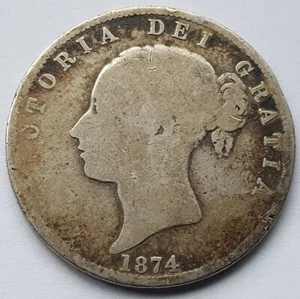 Lote 1 moneda media corona plata reina Victoria 1874 - Imagen 1 de 4