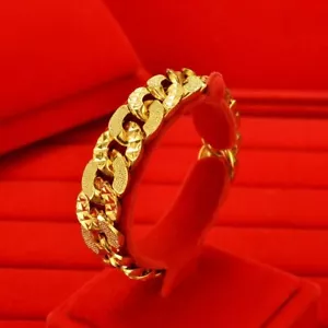 18kt Gold Plated Unisex Chain Bracelet Gold Bangle Dubai African Jewelry Indian - Picture 1 of 3