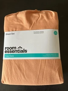 NEW Room Essentials Easy Care Orange 3-pc Twin/Twin XL Sheet Set FREE Shipping! - Picture 1 of 8