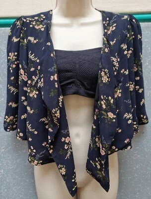 Top Shop Floral Shrug Very Dark Blue Navy 10 Lightweight Summer - Image 1 of 4