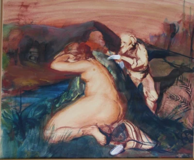 Portrait Nude and Two Men Susanna and the Elders. Jean Mablord Original - Image 1 of 4