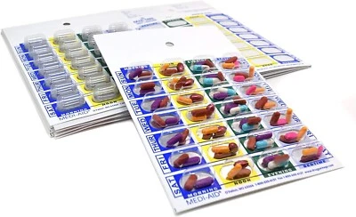 PILL THING, INC 4 Time a Day Weekly Cold Seal Medication Blister Pack System Cards (6 Pack)