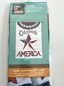 Rain or Shine Celebrate America House Porch Flag 28" x 40" Patriotic New - Picture 1 of 3