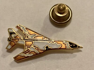 Airplane Gold Tone Tie Tack Pinback Transportation White Lapel Pin VTG - Image 1 of 2