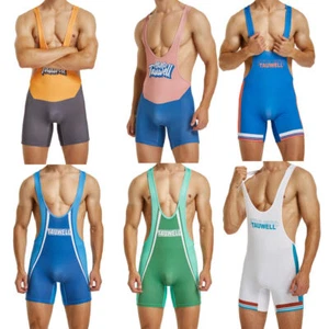 Herren Unterwäsche Sport Fitness ärmellos Ringen Singlet Body Turnanzug Overall - Bild 1 von 43