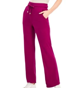 INC Womens Medium Pull-On Sweater Knit Pants Magenta Purple Wide Leg High Rise - Picture 1 of 10