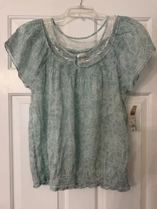 Neu mit Etikett Mudd leichtes Damen-Bauernoberteil Kurzarm Rundhalsausschnitt Spitzenbesatz XL - Bild 1 von 7