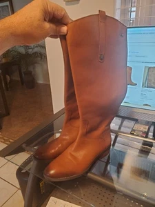 Sam Edelman Womens Penny 2 Whiskey Leather Wide Calf Riding Boots Size 7W - Picture 1 of 7