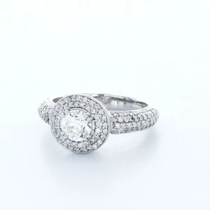 2.4 CTW Natural Diamond D/SI1 Round Cut 14K White Gold Prong Halo Sidestone Ring - Picture 1 of 3