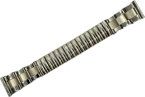Vintage 19mm Men's Wristwatch Band Stainless Steel Stretch w Riveted Ends - Picture 1 of 5