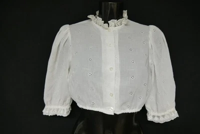 Gr.42 Dirndlbluse weiß Bluse für Dirndl Baumwollmischung mit Spitze B11262 - Bild 1 von 4