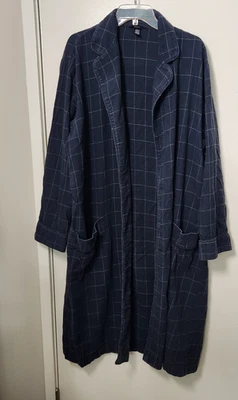 Albornoz Lands End 100 % algodón franela azul ventana para hombre 42-44 largo ocio Foto 1 de 4