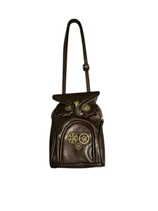 NEU kleine Eule braun Umhängetasche Reißverschluss Druckknopf - Bild 1 von 6