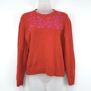 Boden maglione donna M rosso floreale ricamato misto lana femminile artistico - Foto 1 di 12