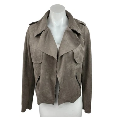 Chaqueta de Moto KUT from the Kloth Marrón Imitación Cuero Vegano Gamuza Frente Abierto Talla XS Foto 1 de 4