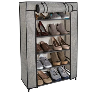 10 Pair Shoe Organizer with Cover in Black - Picture 1 of 6