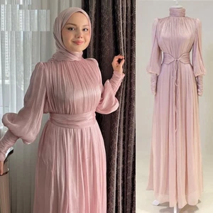 Abend langes Maxikleid Damen muslimisch Soild Farbe Kaftan bescheiden Kaftan Dubai Kleid - Bild 1 von 29