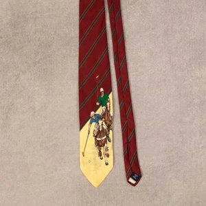 Vintage 1980s Ralph Lauren Striped Repp Graphic Print Tie Burgundy - Picture 1 of 5
