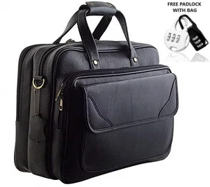 LV Full Grain Leather Laptop Messenger Bag 16'' Men Office Briefcase Satchel Bag - Picture 1 of 7