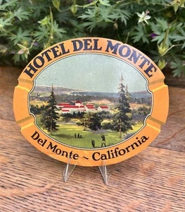 Vintage Hotel Del Monte Luggage Label ~ Del Monte, CA ~ With Golfer - Picture 1 of 2