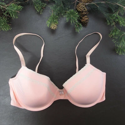 Gap Body 胸罩 36D 粉色蕾丝钢圈衬垫可调节扣背 — 第 1/4 张图片