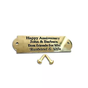 Curved end design solid brass or Aluminium engraved small name plaques - Picture 1 of 10