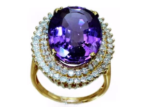 13.36ctw Diamante Y Amatista Hecho En 18K Oro Amarillo - Imagen 1 de 14