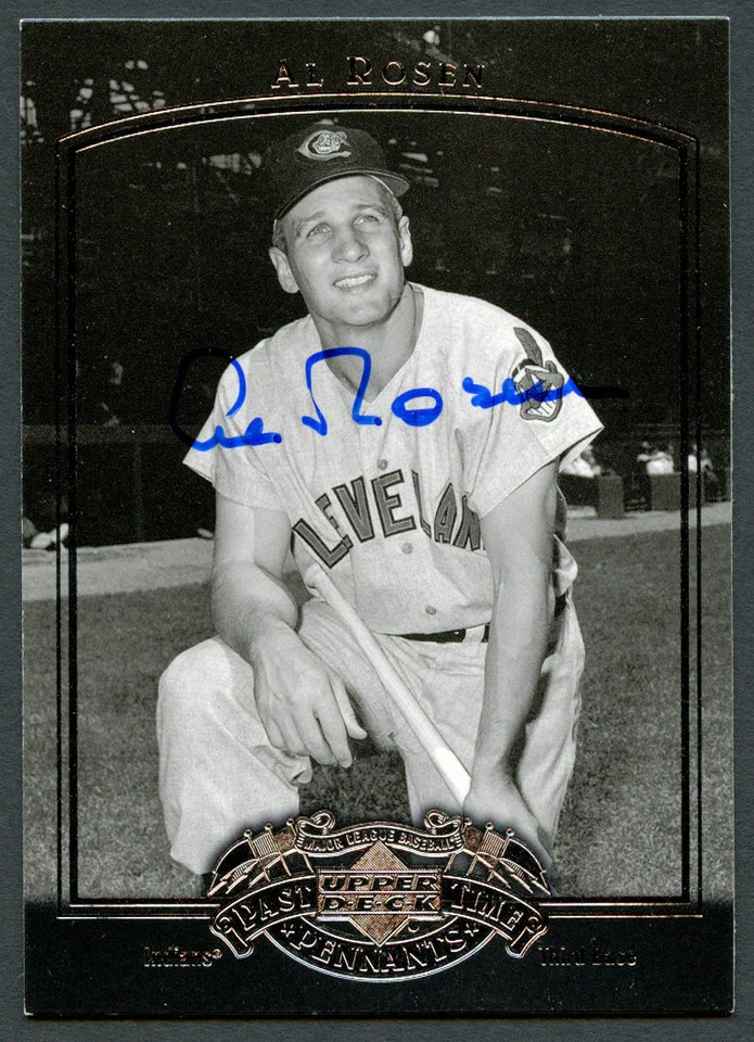 Tarjeta de béisbol Al Rosen #2 firmada con autógrafo automático 2005 UD Past Time Banners Foto 1 de 1