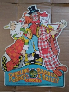 RINGLING BROS BARNUM & BAILEY CIRCUS Placard Poster Stiff Felt 3 Clowns 1984 - Imagen 1 de 6