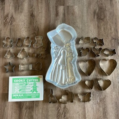Lote cortadores de galletas de Navidad metal pan de jengibre acebo hobby pastel sartén árbol de vacaciones Foto 1 de 4