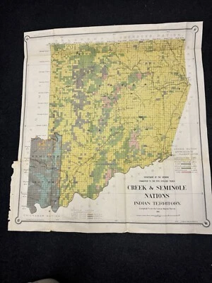 Mapa del territorio indio nación arroya y seminola 1899 Foto 1 de 4