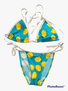 69 Traje de baño Slam para mujer estampado de limón 2 piezas Bikini triángulo parte superior e inferior - Imagen 1 de 12
