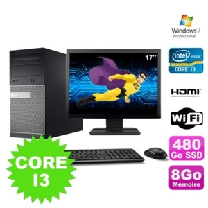 Lot PC Tour DELL 3010 MT I3-2120 Graveur 8Go 480Go SSD HDMI Wifi W7 + Ecran 17" - Photo 1/1