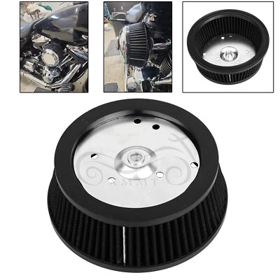 Black Air Cleaner Filter Element For Harley Touring Heritage Softail Dyna Fatboy - Image 1 of 4