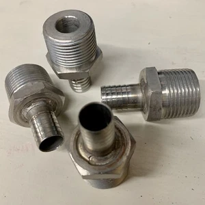 3/4 Male NPT x 1/2 Hose Barb Stainless Steel Adapter Threaded Hose Fitting  - Picture 1 of 9