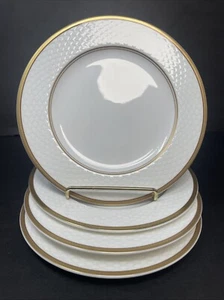4 Christofle Messidor Bread and Butter Plates Basket Weave w Gold Trim Pristine - Picture 1 of 19