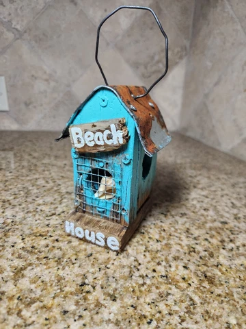 Rustic Shabby Chic Beach House Tin Roof Decorative Birdhouse Cover