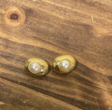 Hattie Carnegie Signed Clip Gold And Pearl Statement  Earrings Vintage  Jewelry