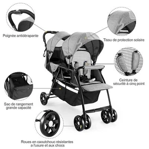 Kinderwagen Twin-Buggy Geschwisterwagen Zwillingsbuggy Babywagen Kinderbuggy DE - Bild 1 von 7
