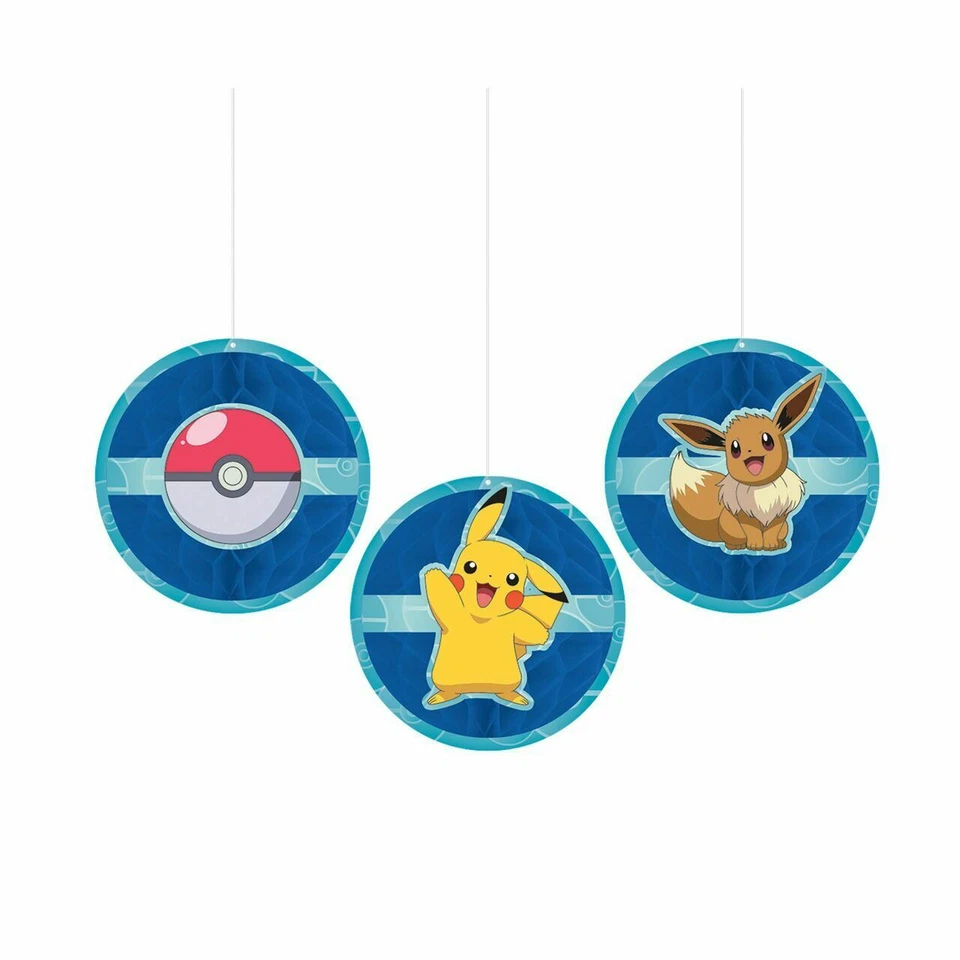 Pokemon Classic Honeycomb Hanging Decoration Birthday Party 2 Packs of 3 Pcs