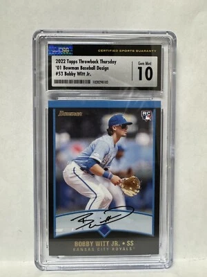 2022 Topps Throwback Thursday Variation Bobby Witts Jr. RC, Auto #53 CSG 10 - Image 1 of 2