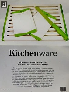 Tranchierstation 16" x 11" mit Messer + 2 kleine Schneidebretter für Fleisch & Brot - Bild 1 von 4