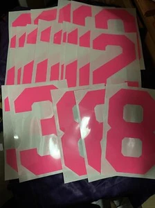 Stahls Heat Press Premium Plus High Tack NEON PINK Varsity Numbers 8x5 TRANSFERS - Picture 1 of 5
